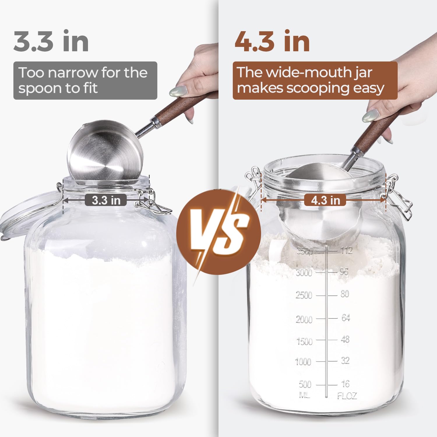 ComSaf wide-mouth glass jar with measurement marks for precise ingredients.