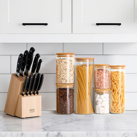ComSaf wide-mouth glass jar for quick access during meal prep