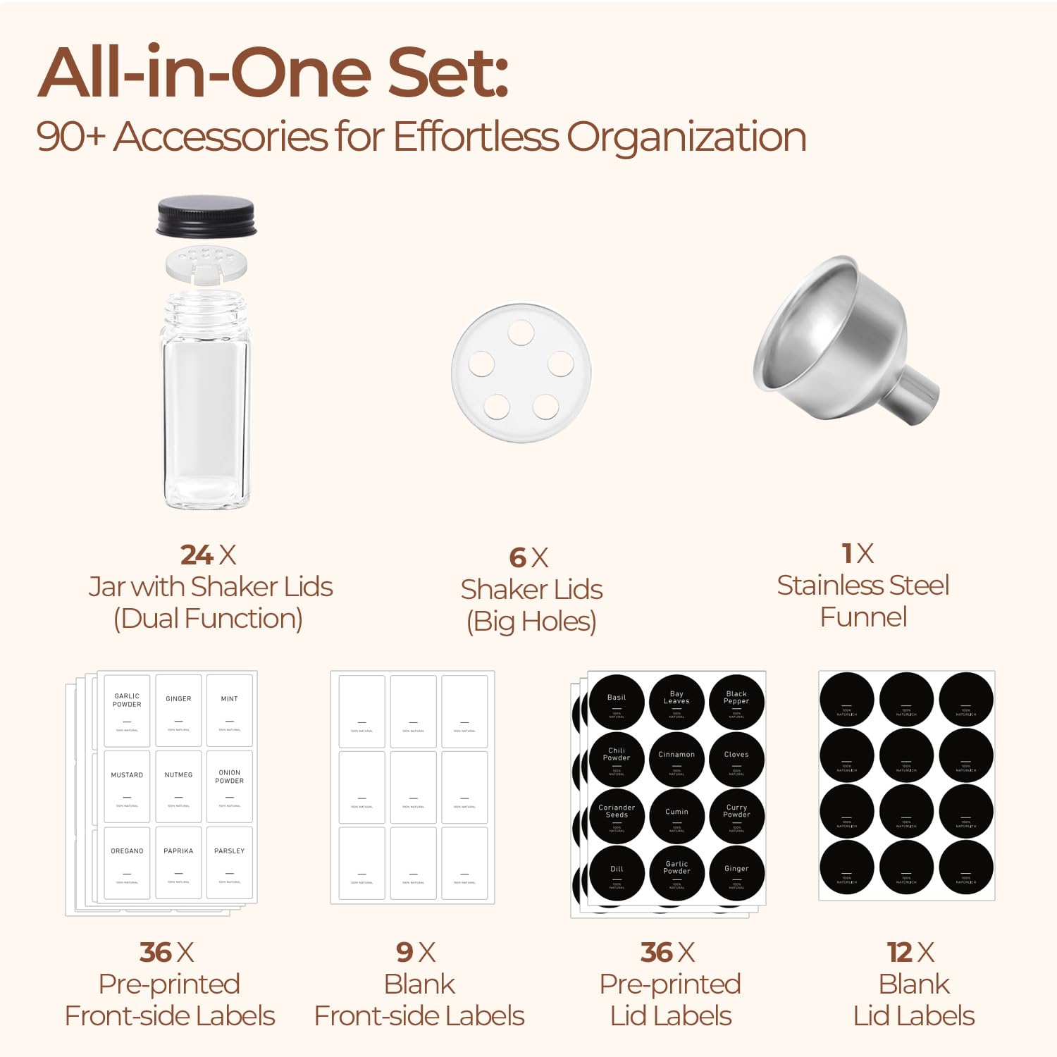 ComSaf wide shaker inserts provide smooth pouring with reduced clogs while seasoning