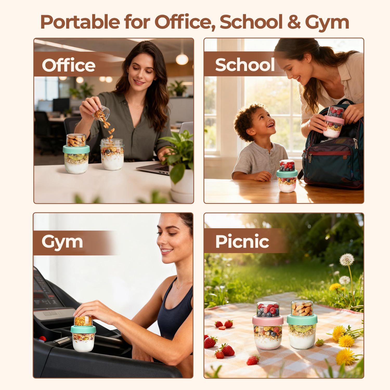 ComSaf yogurt-granola separation jar keeps toppings fresh and organized.
