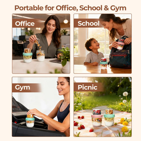 ComSaf yogurt-granola separation jar keeps toppings fresh and organized.