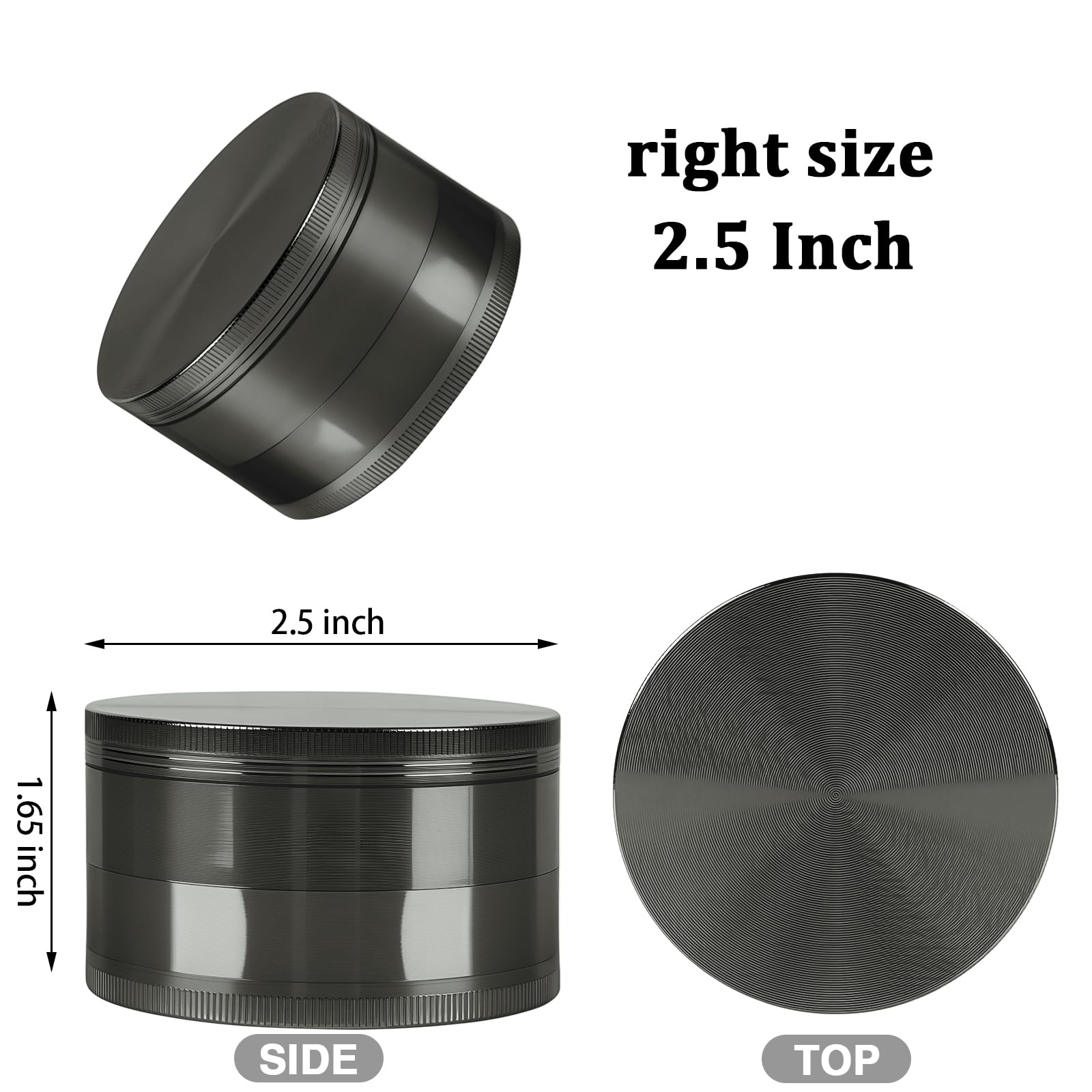 Comsuransly spice grinder gray side view highlights easy grip and practical size