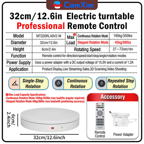 ComXim heavy-duty 350 lbs capacity turntable supports sturdy displays with stable rotation