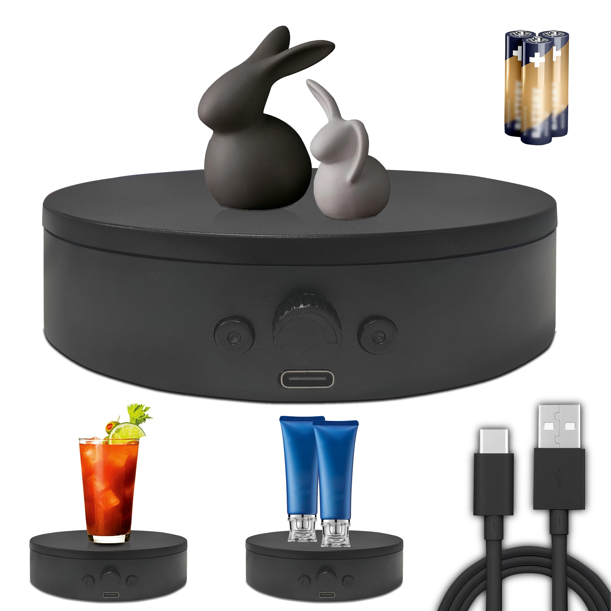 ComXim rotating display stand with 360-degree rotation highlights product details for photography