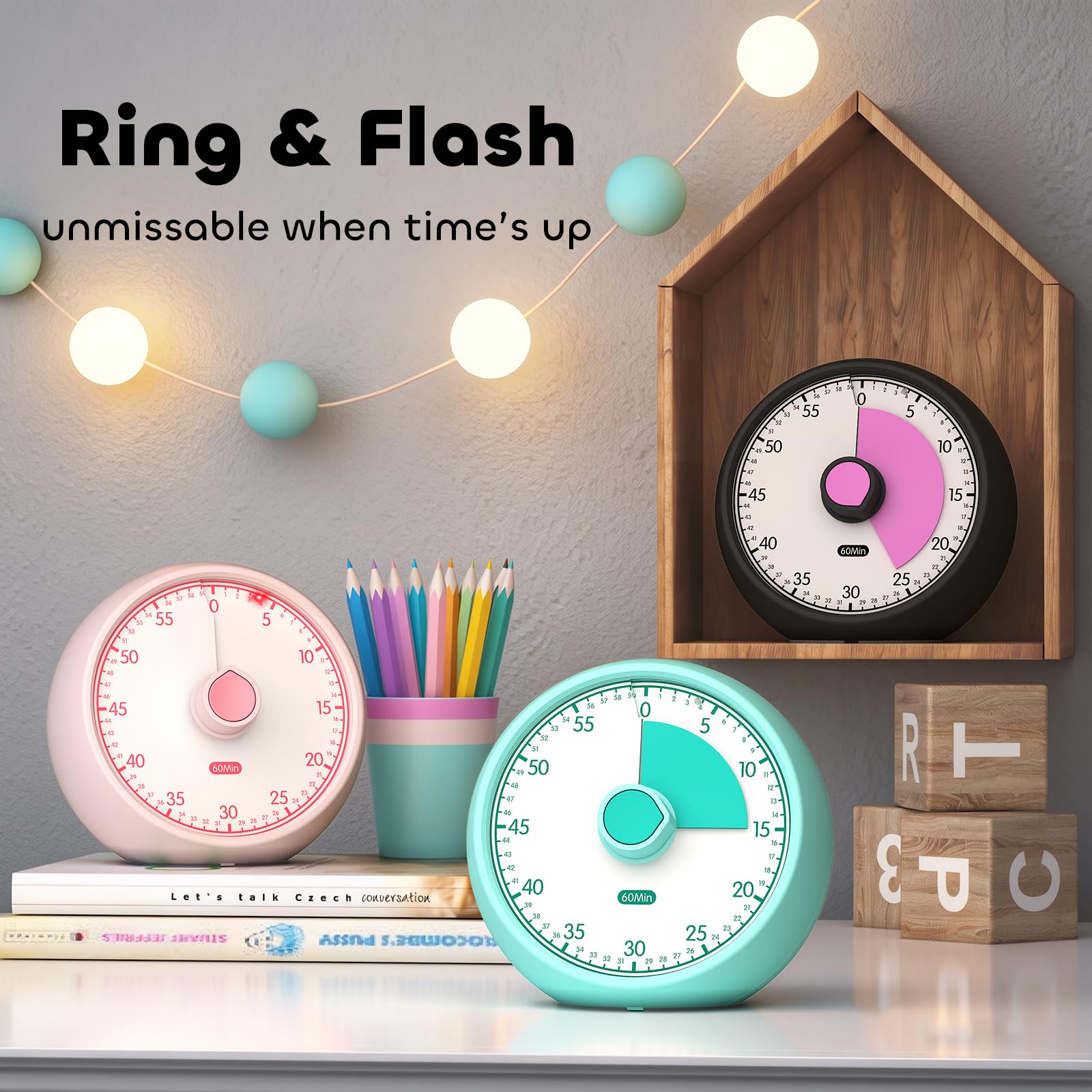 Conchstar Visual Timer operates quietly for study and bedtime routines.