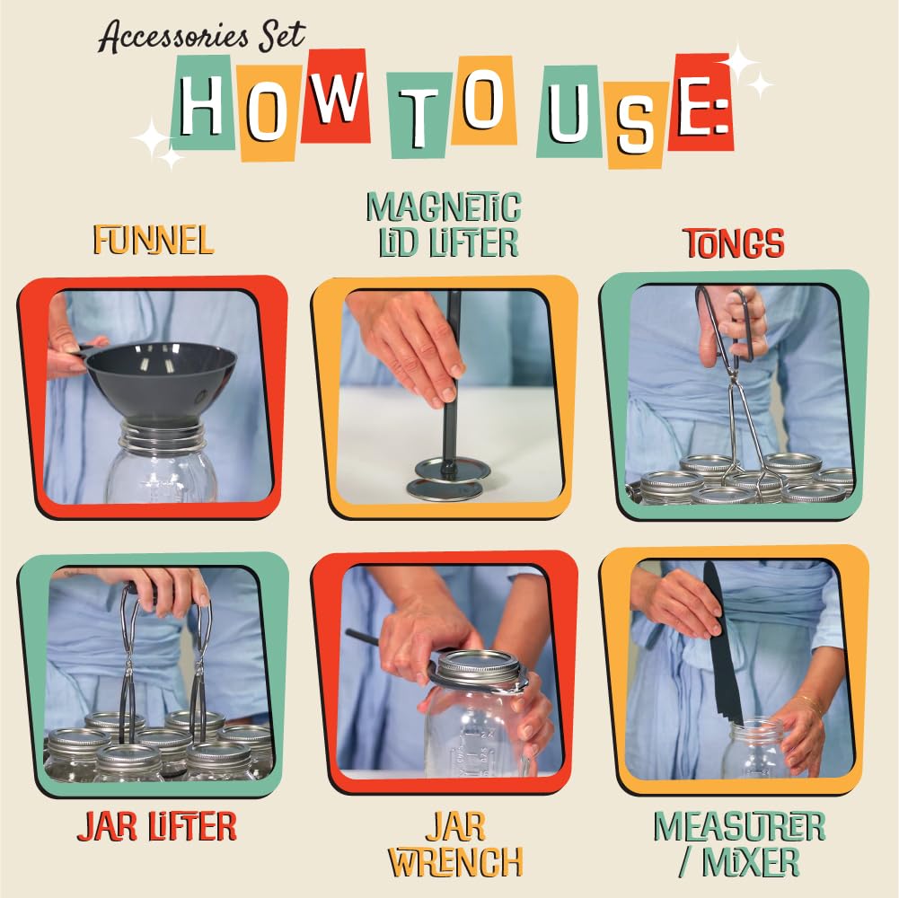 Concord 7 Piece Canning Set vinyl-coated tongs grip jars.