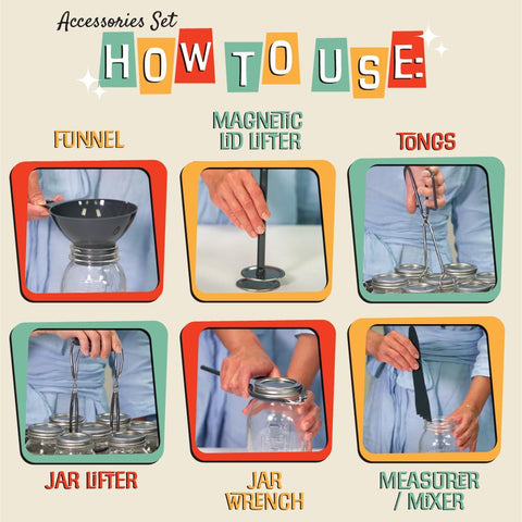 Concord 7 Piece Canning Set vinyl-coated tongs grip jars.