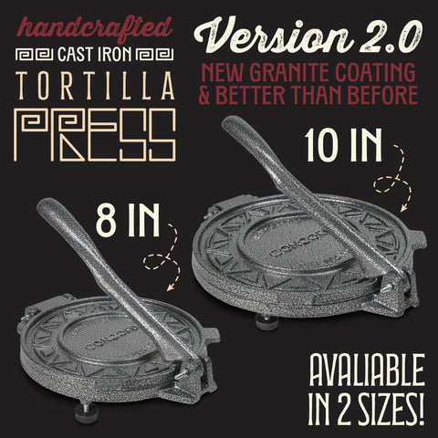Concord cast-iron tortilla press 8-inch compact design for home kitchens.