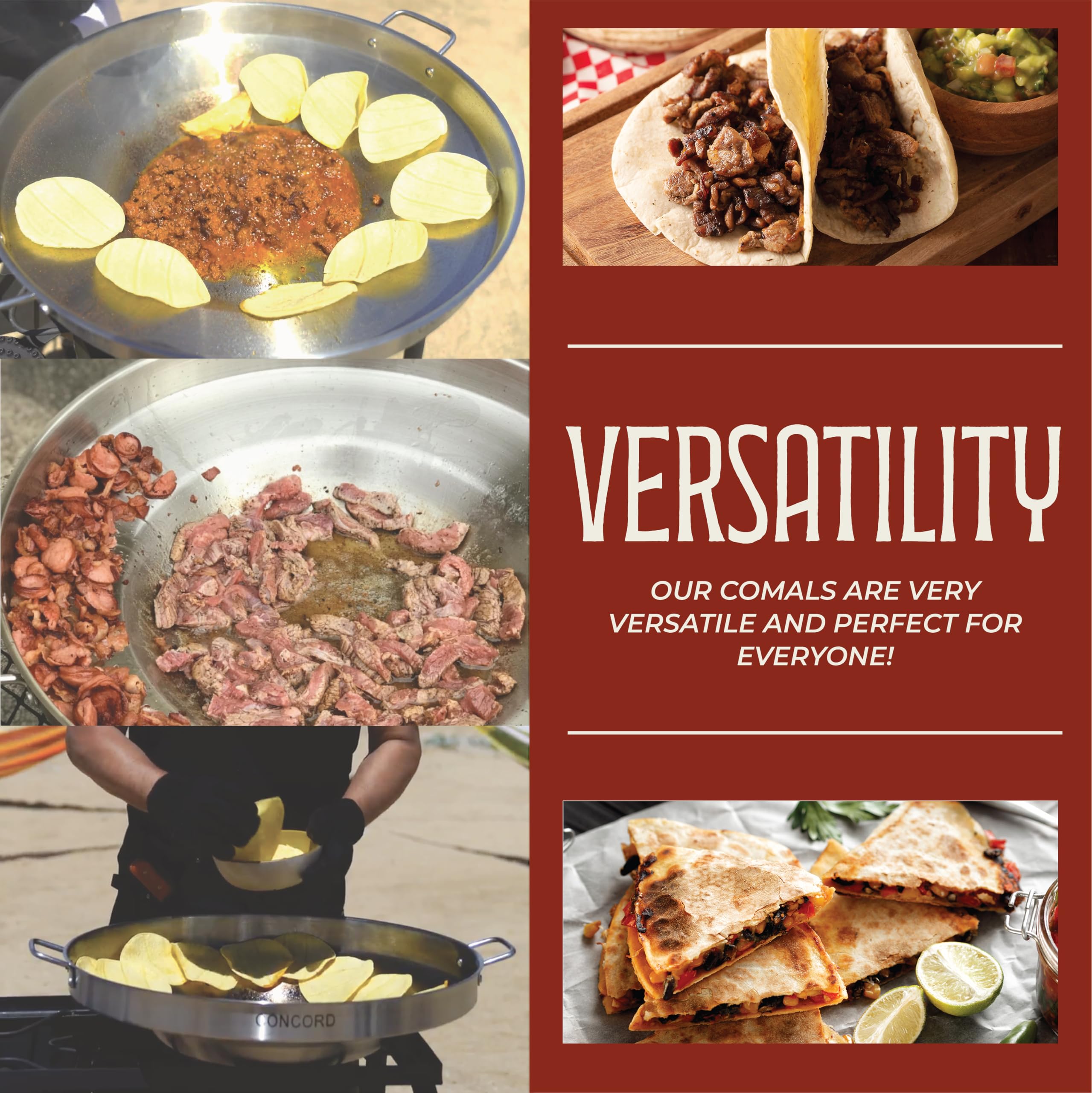 Concord comal sits on a single burner for versatile, portable setups.
