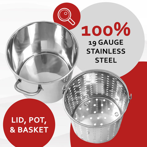 Concord stock pot full stainless steel with a polished finish cleans easily.