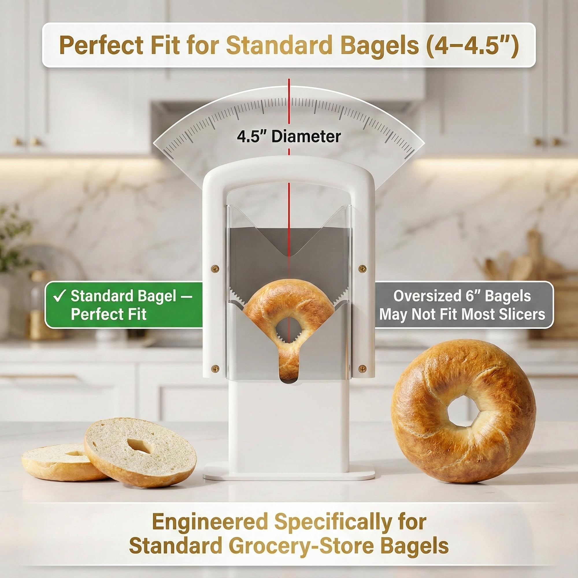 Concy Bagel Slicer compact design fits small kitchens and travel.
