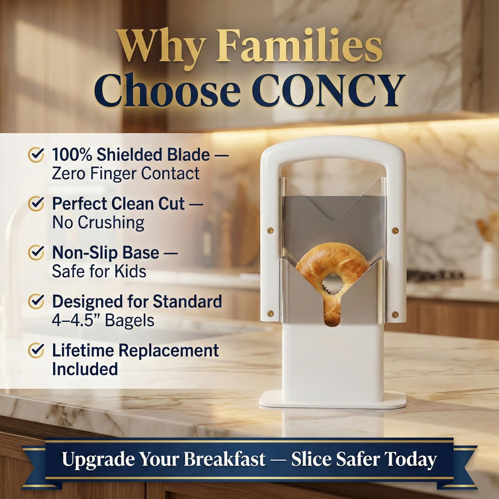 Concy Bagel Slicer lifetime guarantee adds long-term confidence.