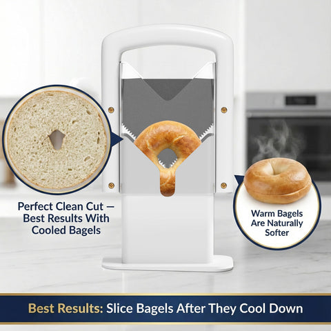 Concy Bagel Slicer non-stick blade ensures clean, effortless cuts.