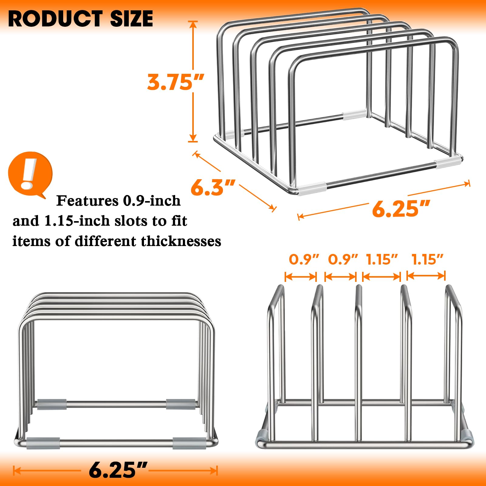 Coneyaro 304 stainless steel rack emphasizes rustproof durability for kitchens.