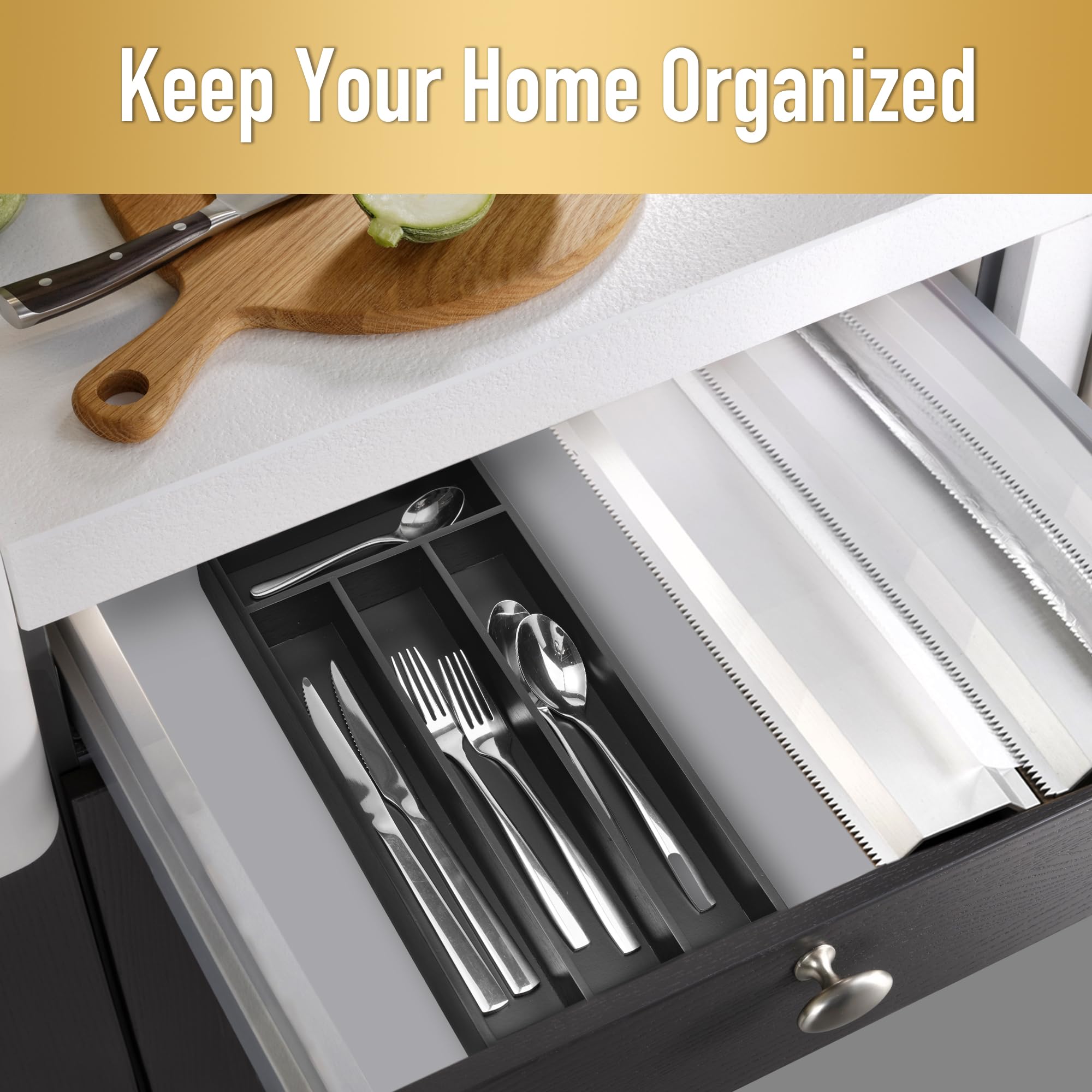 Conflech mortise and tenon construction provides sturdy support for daily utensil storage.