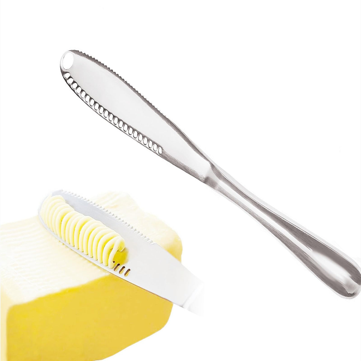 CONPCONP butter spreader in stainless steel for smooth, even spreading.