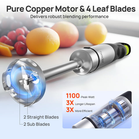 Consciot immersion blender with copper motor delivers powerful blending