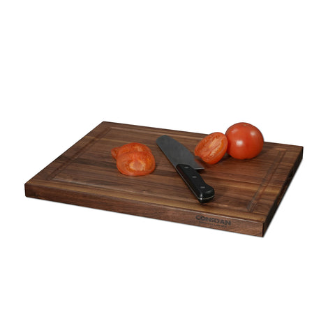 USA-grown CONSDAN walnut highlights durable, knife-friendly surface.