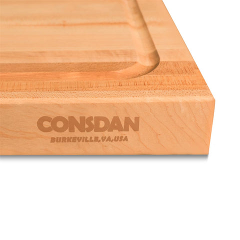 CONSDAN deep juice groove captures liquids to keep counters tidy