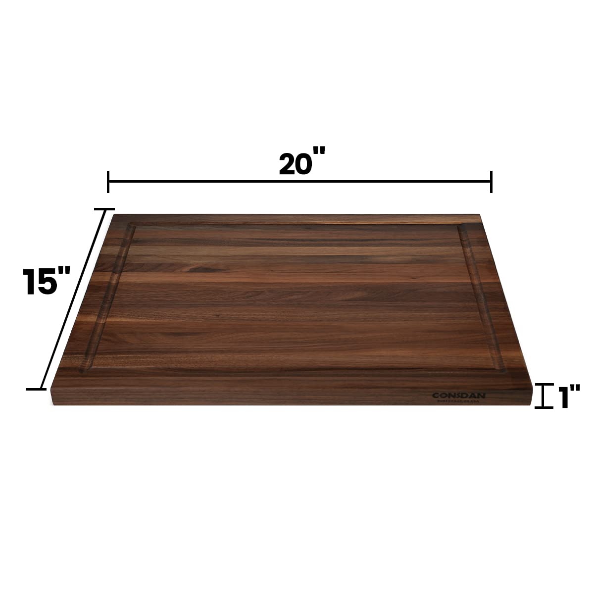CONSDAN Walnut Cutting Board with invisible inner handles for easy transport