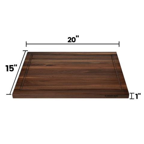 CONSDAN Walnut Cutting Board with invisible inner handles for easy transport