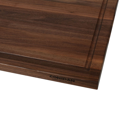 CONSDAN Walnut Cutting Board features deep chocolate grain for a warm kitchen accent