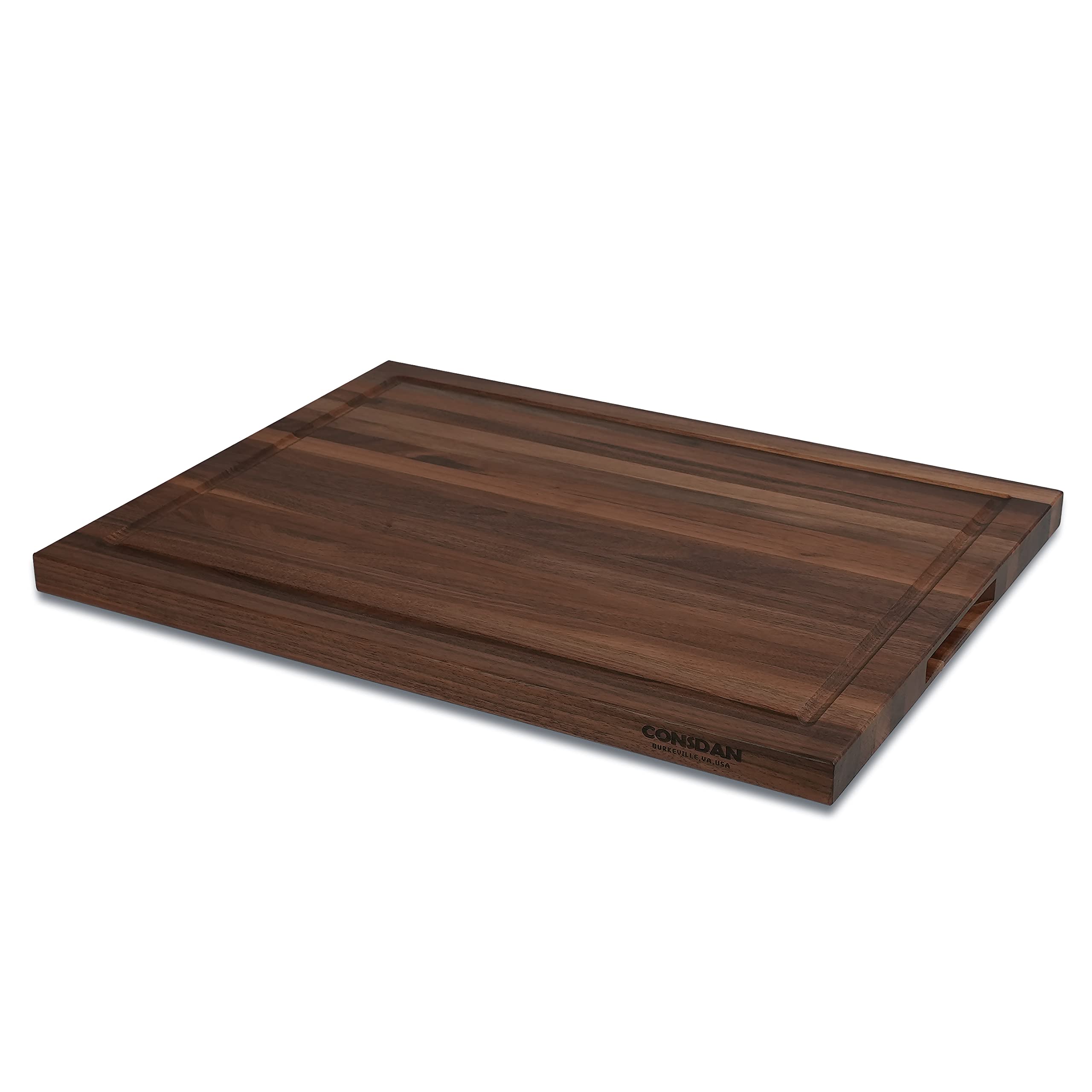 CONSDAN Walnut Cutting Board measures 20x15 inches for versatile kitchen layouts