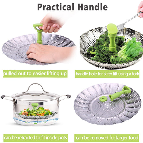 Consevisen steamer basket removable center post for large foods like corn.