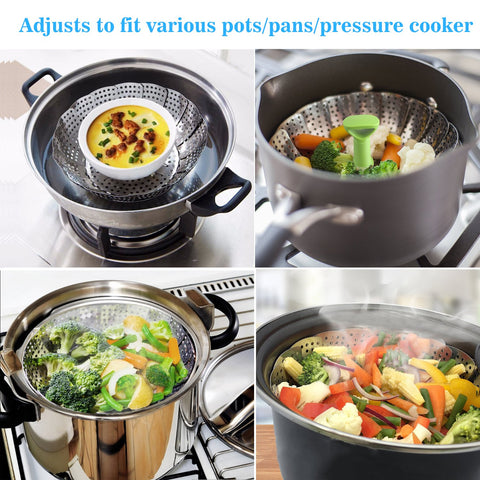 Consevisen steamer basket silicone feet protect cookware from scratches.