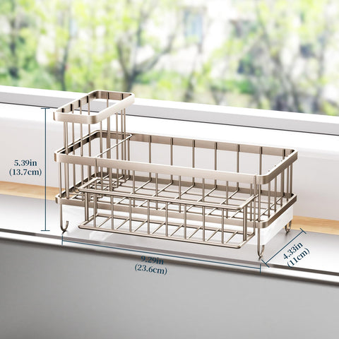 Consumest sink-caddy-anti-slip-feet stabilizes the unit on countertop surfaces.