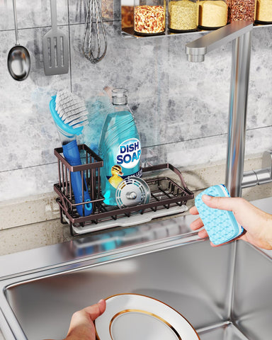 Consumest curved design provides easy access to items near faucet