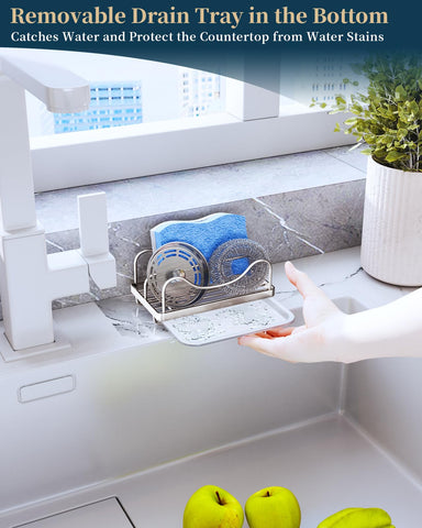 Consumest sponge holder in 304 stainless steel resists rust and remains durable