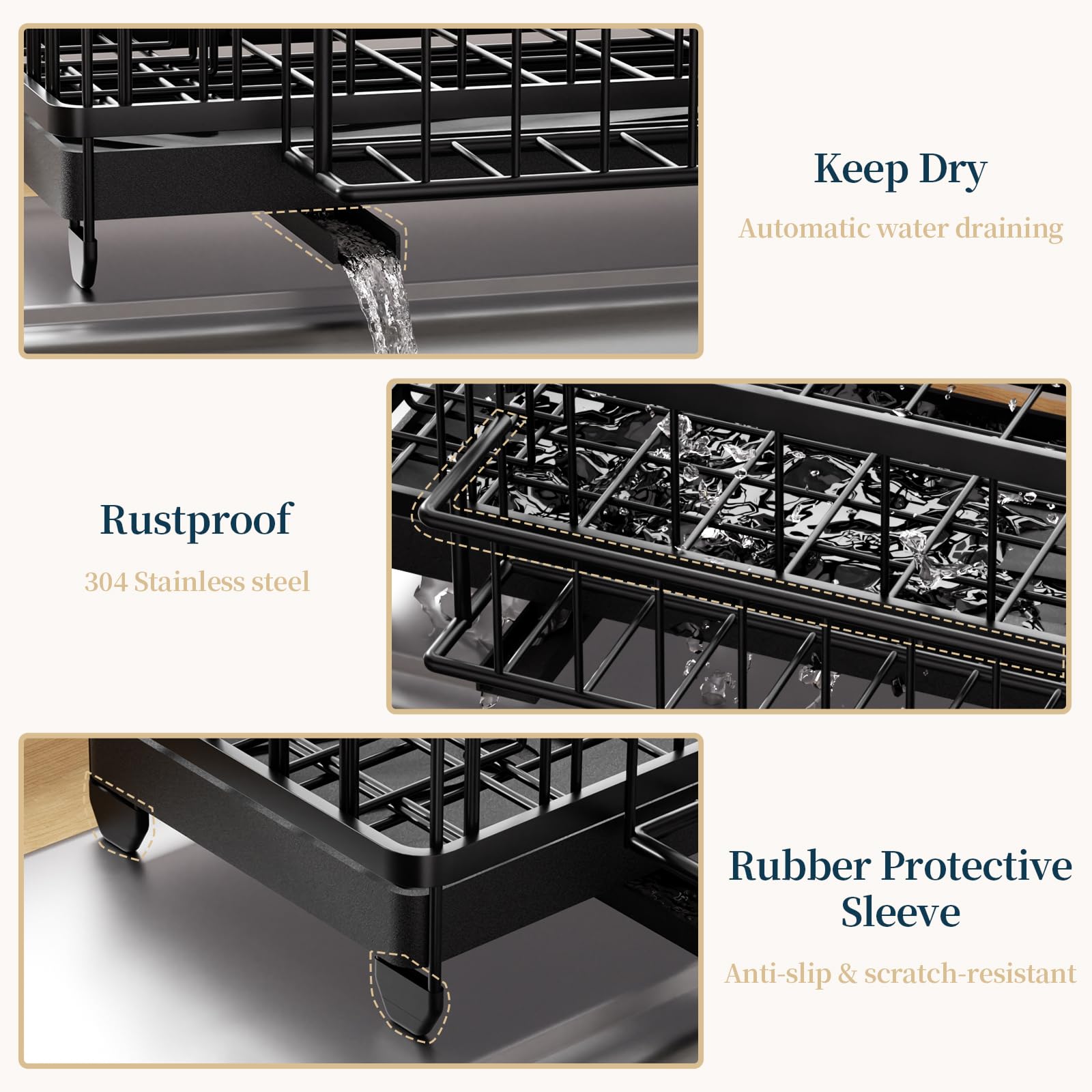 Consumest sponge holder anti-slip feet keep it stable on wet counters.