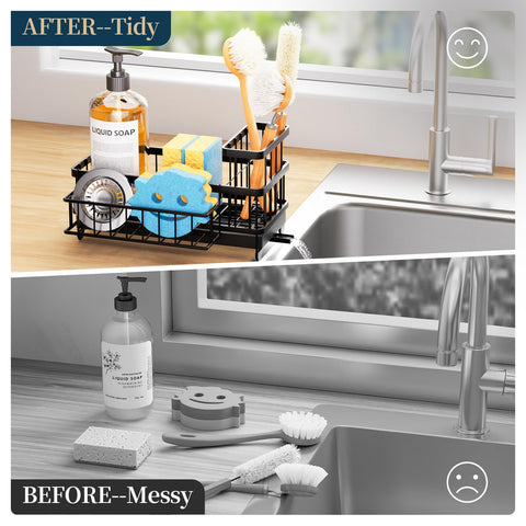 Consumest sponge holder compact kitchen organizer saves counter space and reduces clutter.