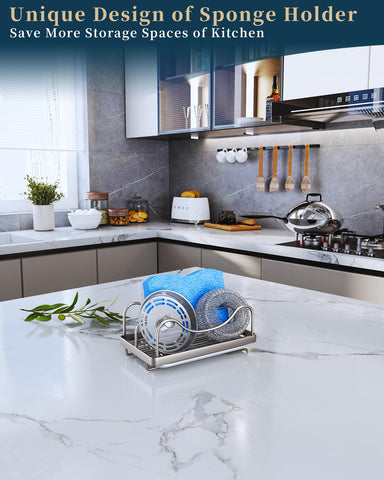 Consumest sponge holder with detachable drip tray catches drips for a cleaner counter