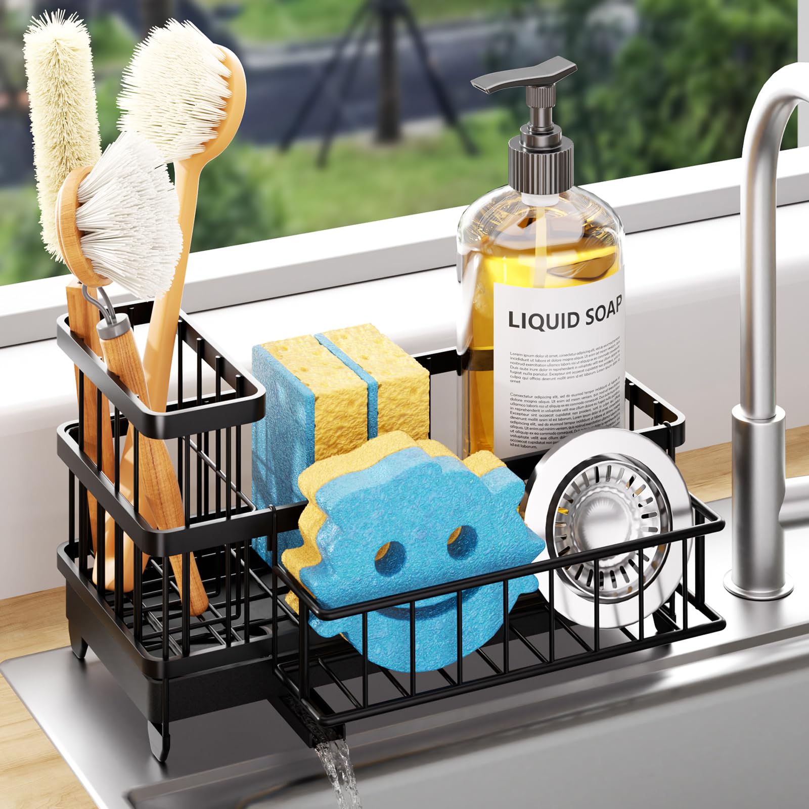 Consumest sponge holder with rotatable spout for drip-free drying.
