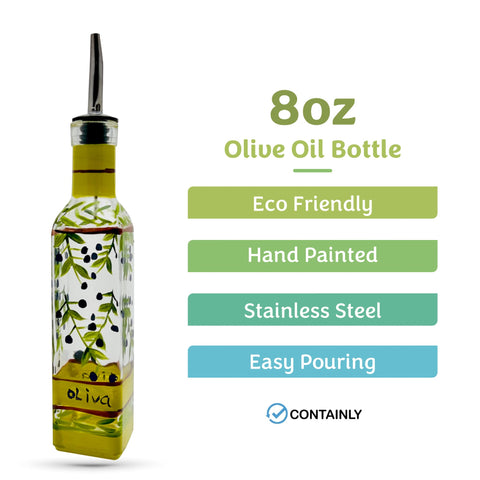 Stainless steel spout on the Containly cruet for precise pours.