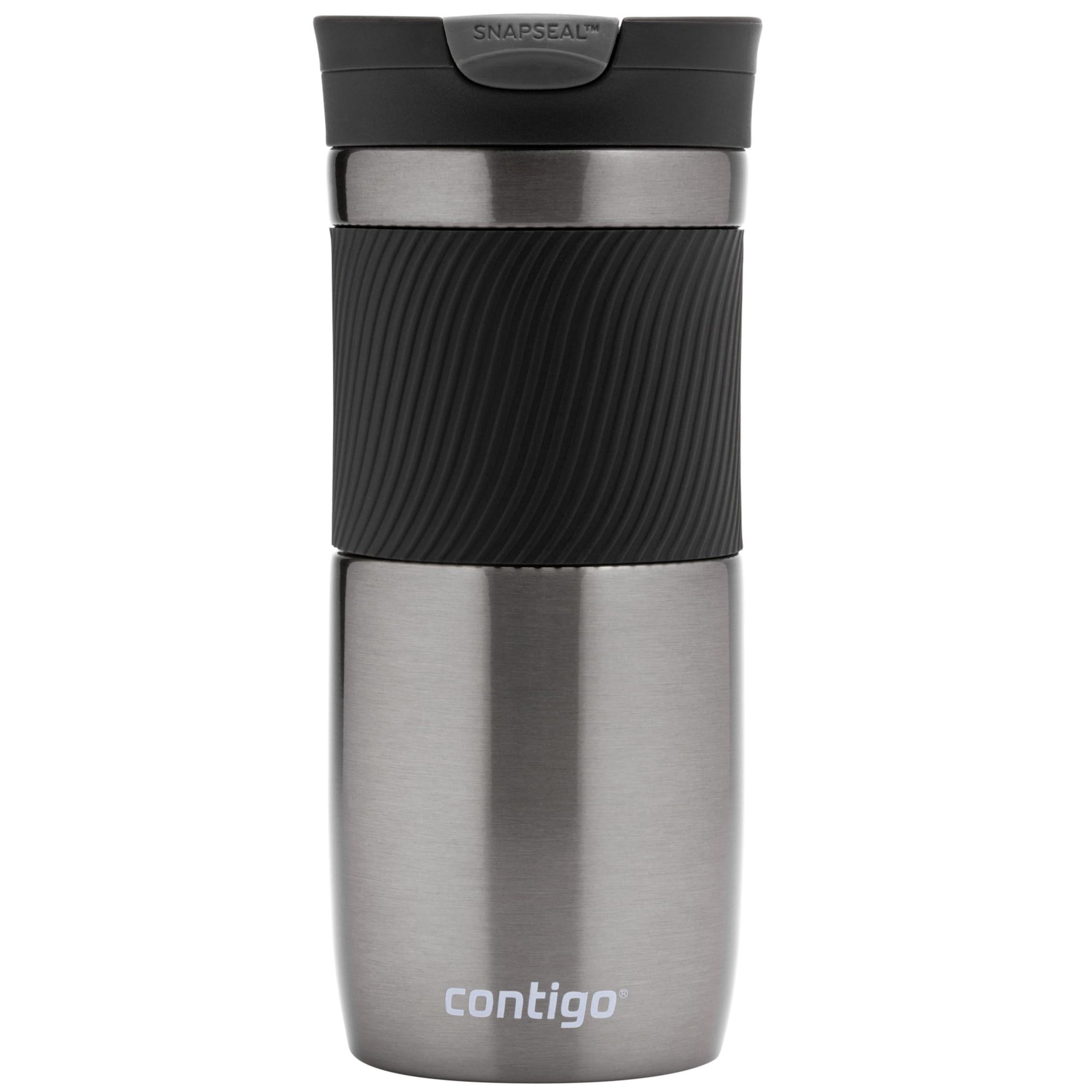 Contigo Byron SnapSeal lid closed to emphasize leakproof protection for on-the-go