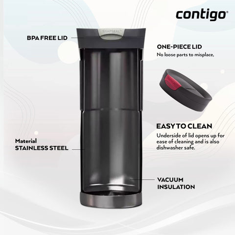 Contigo Byron Snapseal mug lid opened for easy cleaning