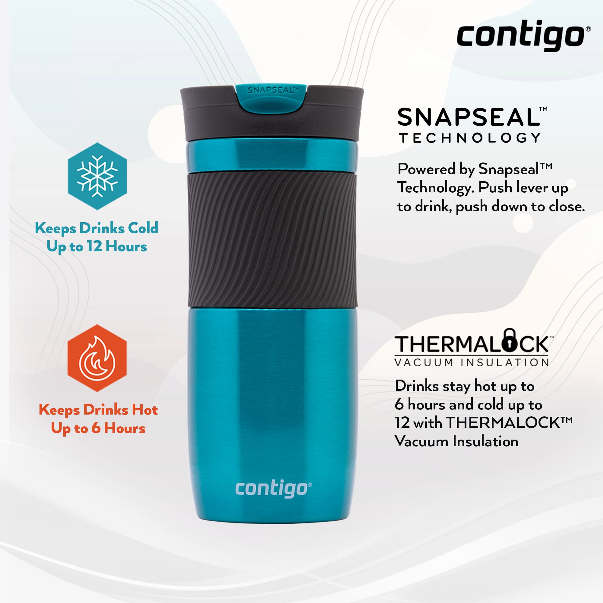 Contigo Byron SnapSeal 590 ml mug with extended hot and cold retention.