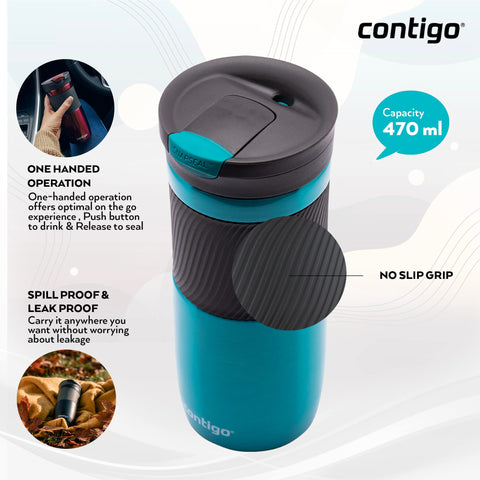 Contigo Byron SnapSeal 720 ml mug for long journeys.