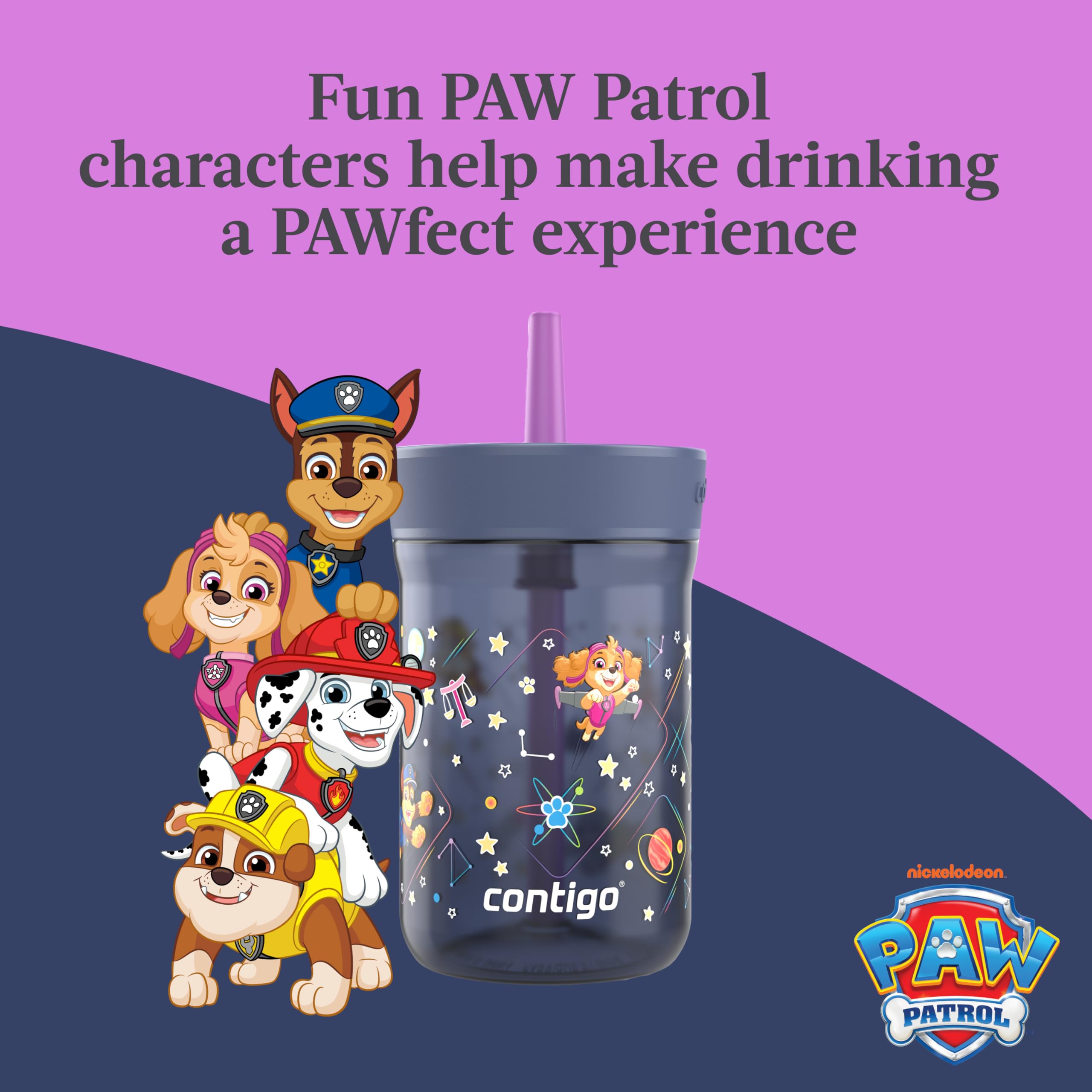 Paw Patrol character design on Contigo tumbler engages kids during meals.