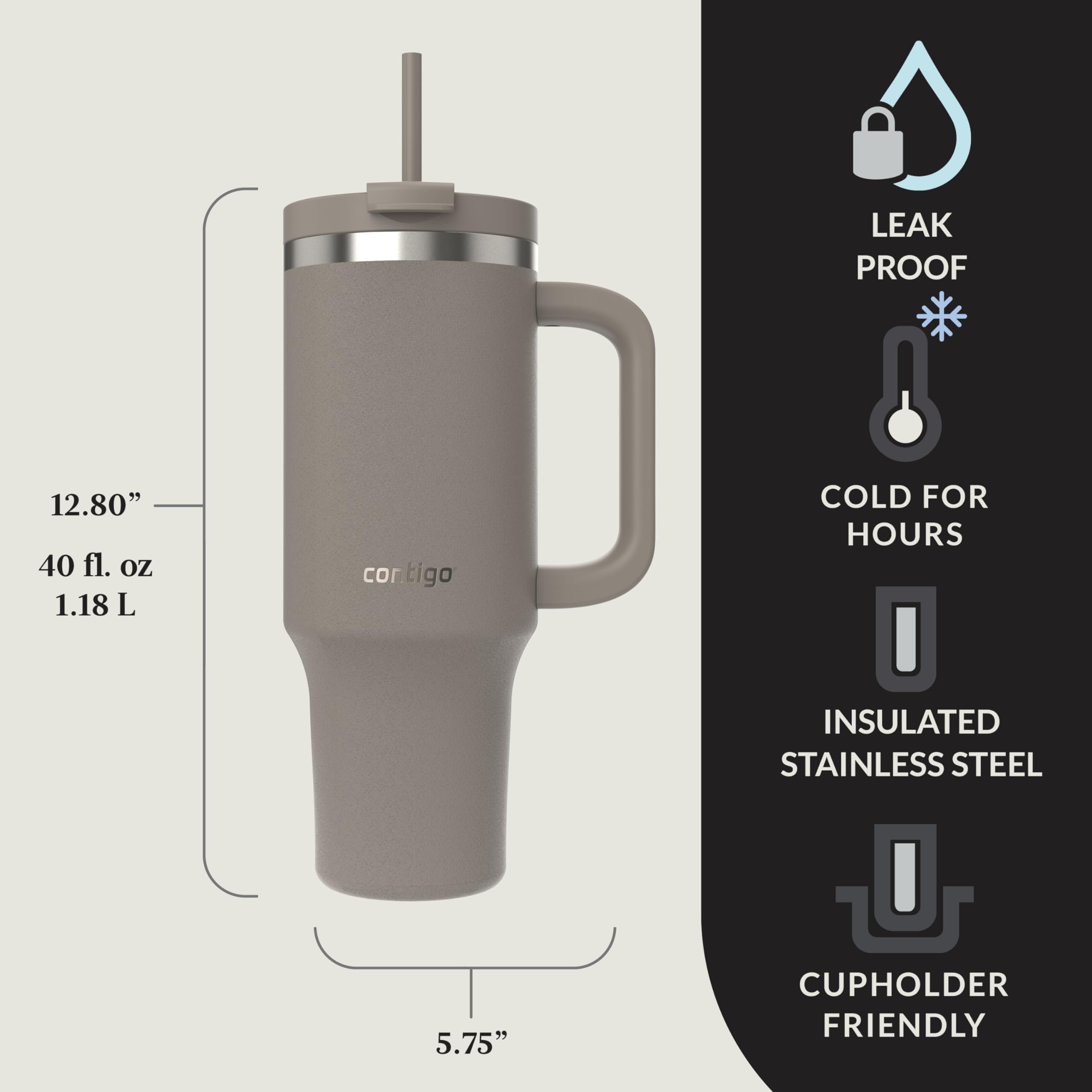 Contigo Streeterville 40oz tumbler with multi-use lid for straw or sip.