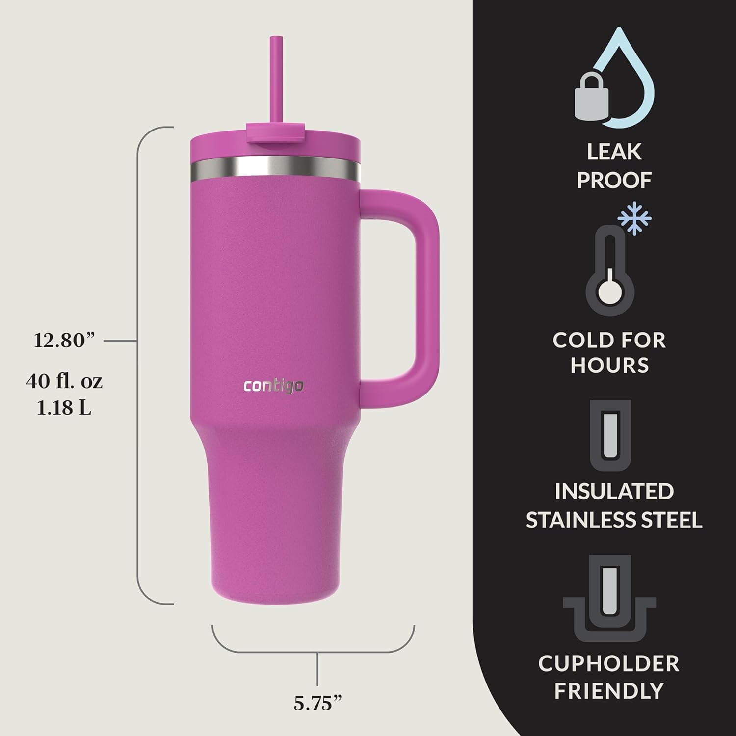 Contigo Streeterville 40oz with multi-use lid for straw or sip.