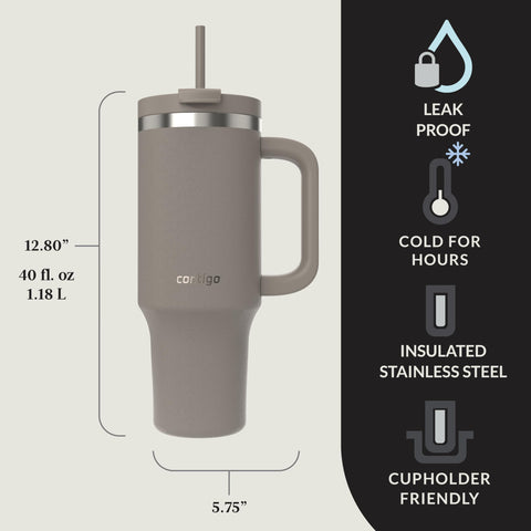 Contigo Streeterville 40oz tumbler with multi-use lid for straw or sip.