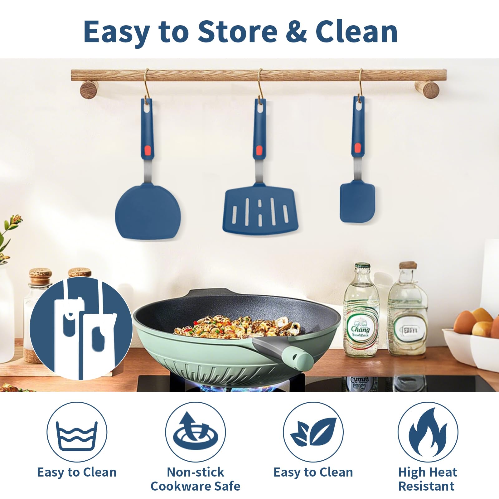 Contiup spatula set heat resistance up to 600 degrees for high-heat use.