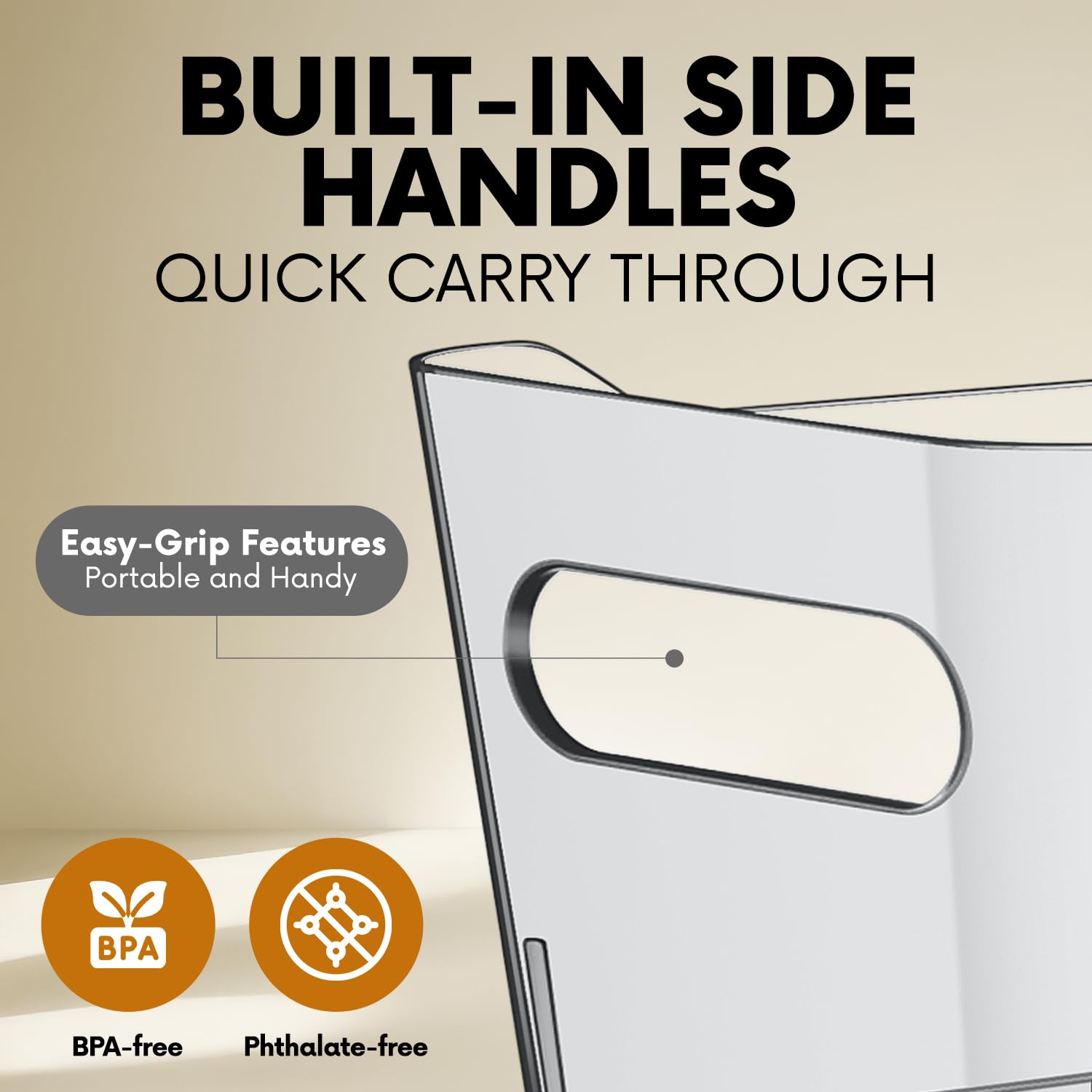 Control Kitchen BPA-free clear storage bin keeps cabinets tidy and safe