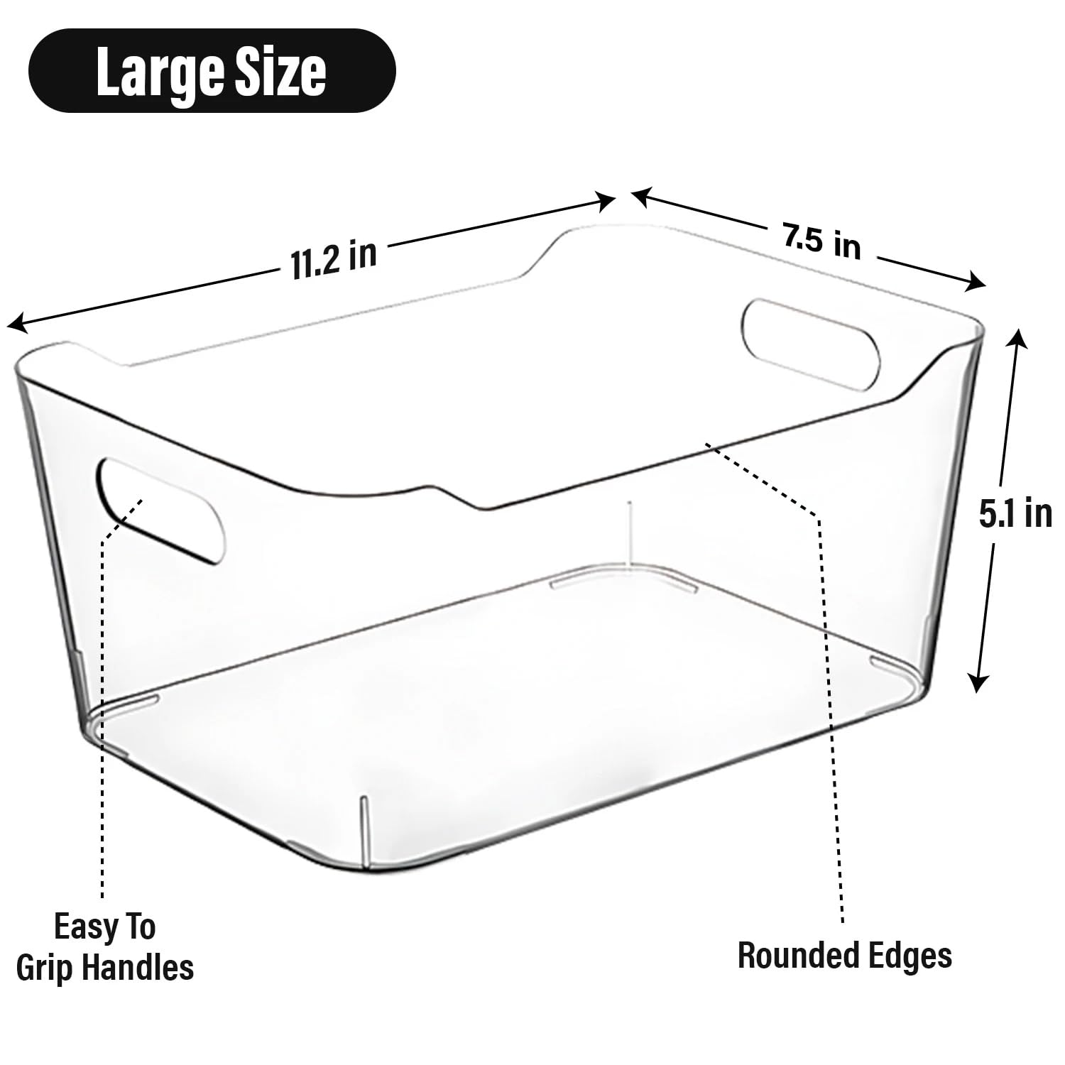 Control Kitchen large clear bin designed for fridge organization and clutter-free shelves