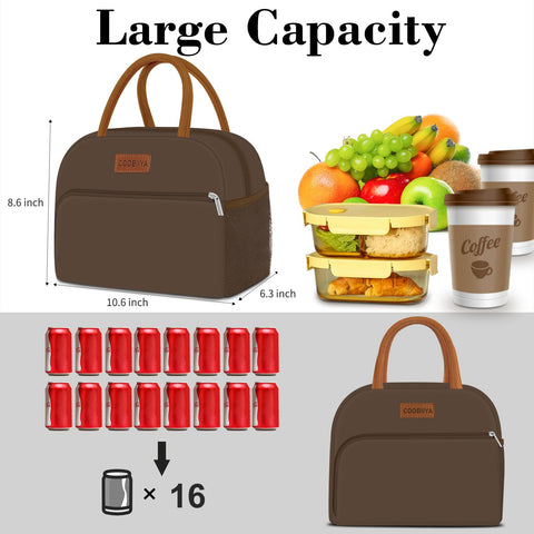 Coobiiya lunch bag sturdy handles provide comfortable carrying at work or on the go.