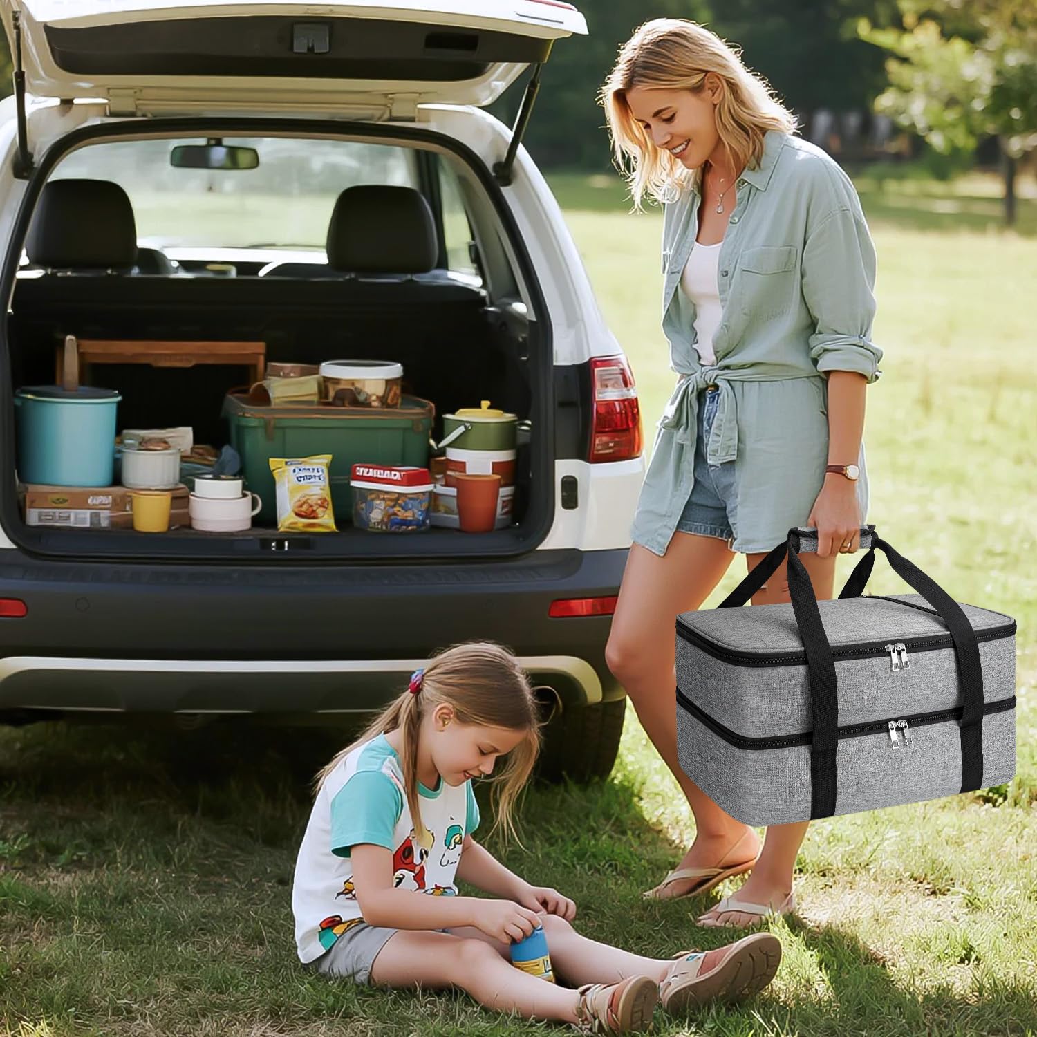 Coobiiya carrier ready for picnics and potlucks keeps meals secure during travel.